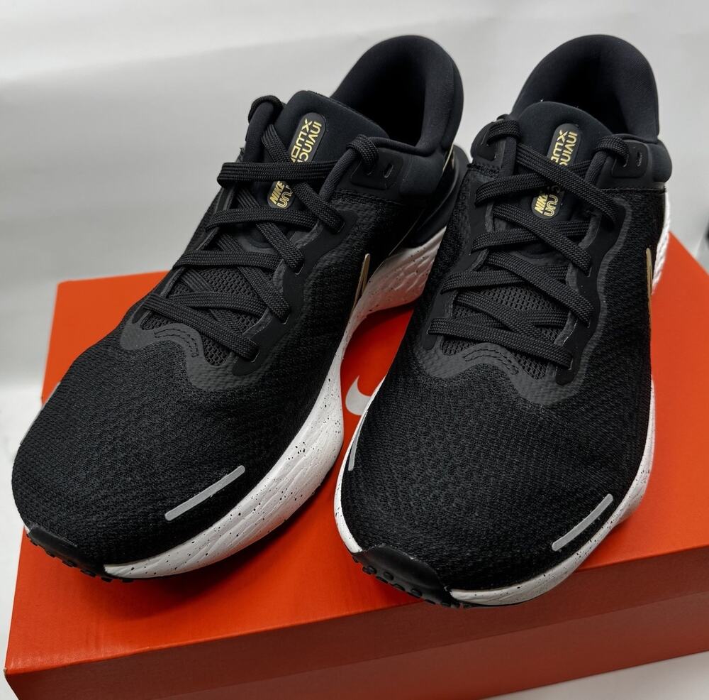 Nike ZoomX Invincible Run Flyknit Shoes Mens 14 Black Gold Oreo NIB CT2228-004